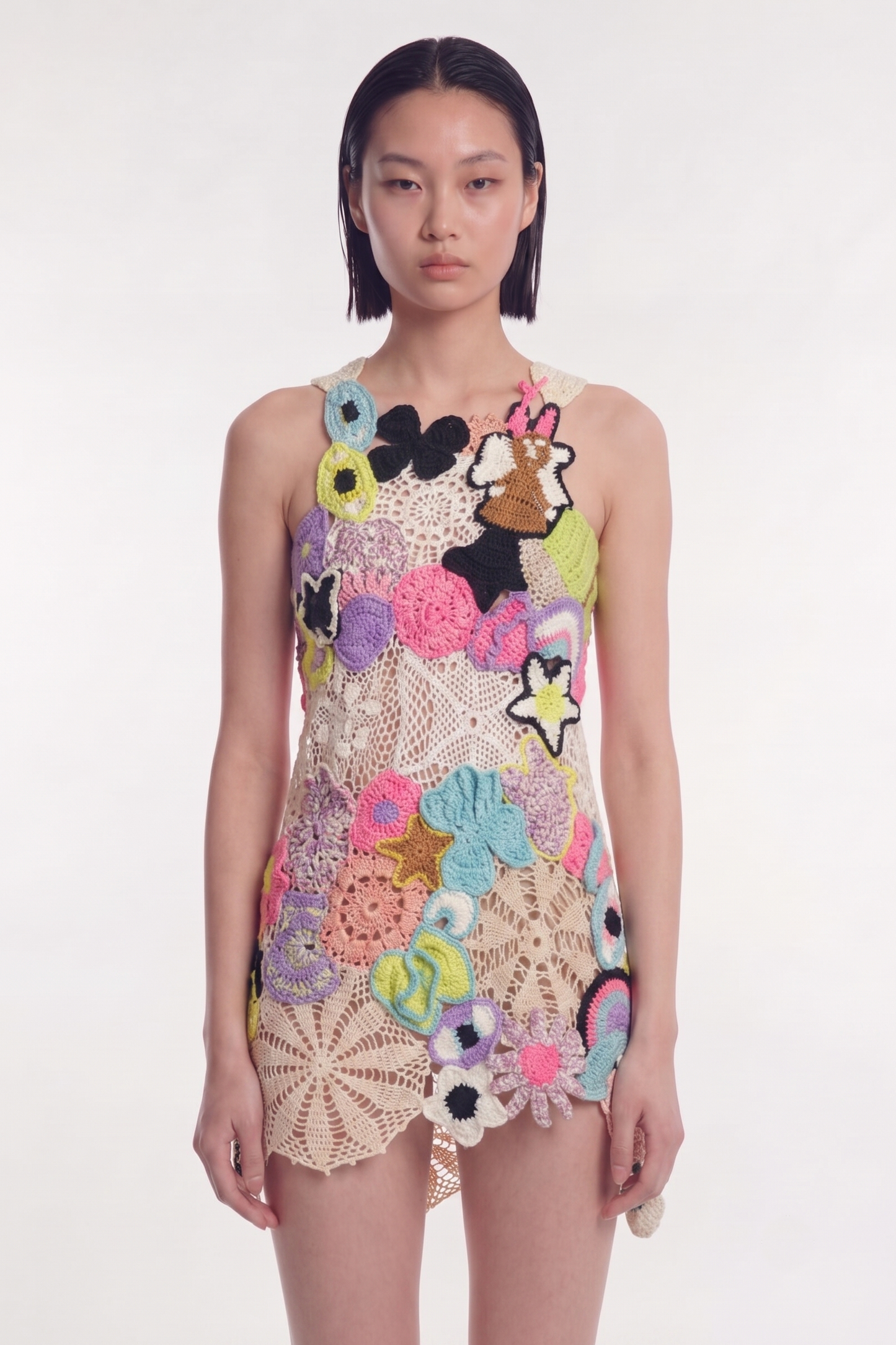 Abito mini patch uncinetto
