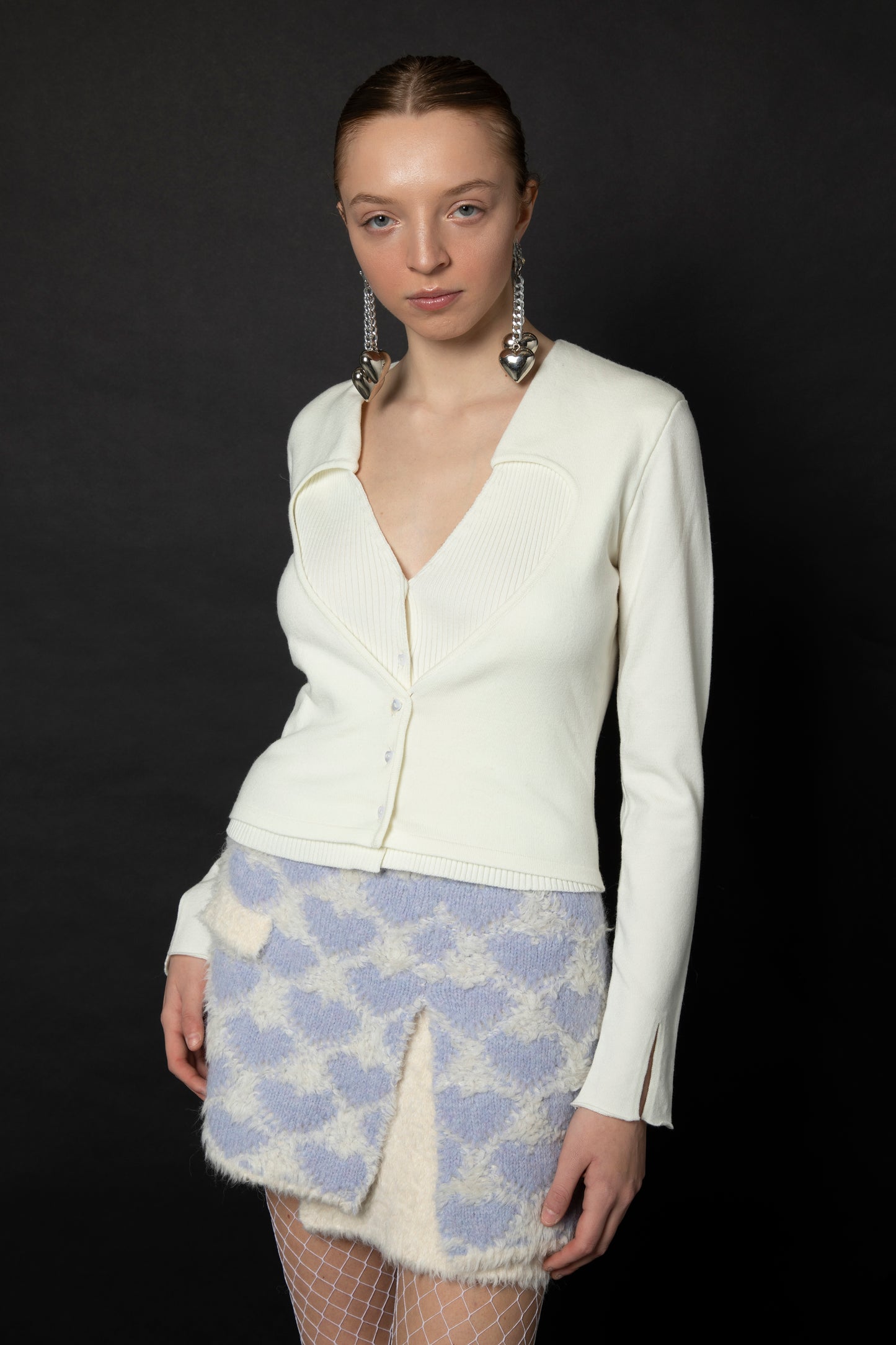 Top in maglia cuore
