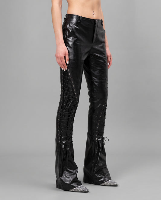 Pantaloni Lace-Up Leather