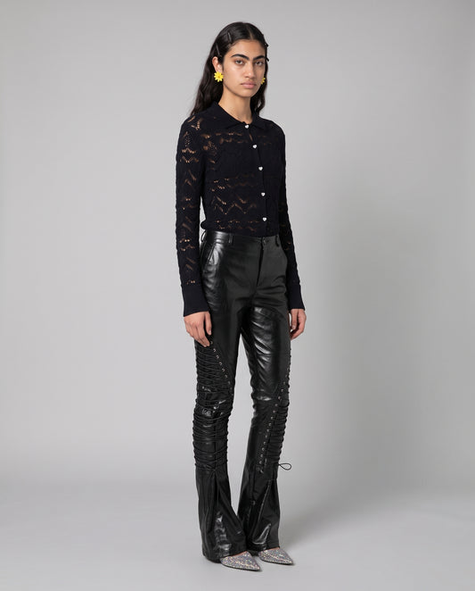 Pantaloni Lace-Up Leather