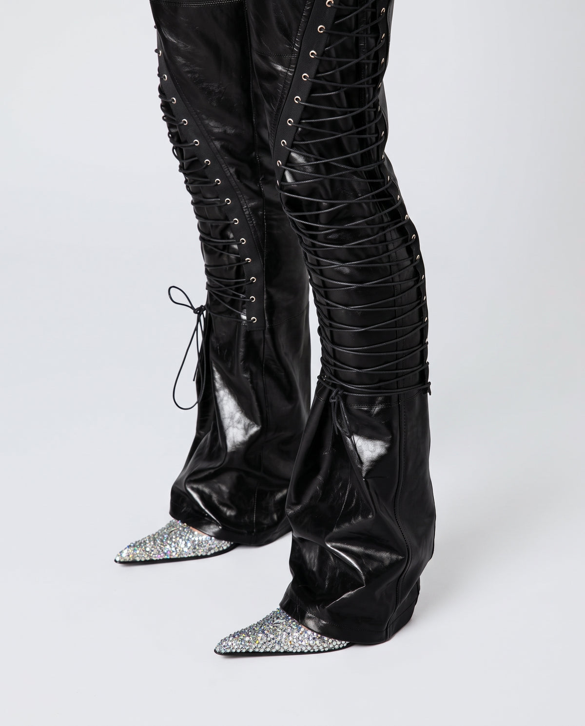 Pantaloni Lace-Up Leather